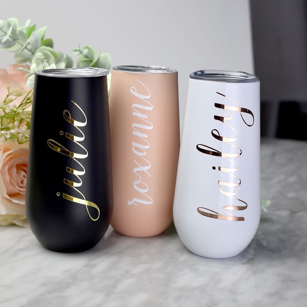 Personalized 6oz Bridesmaid Champagne Flute Tumbler, Custom Laser Engraved  Bridesmaid Proposal Gift, Insulated Tumblers Bachelorette Party 